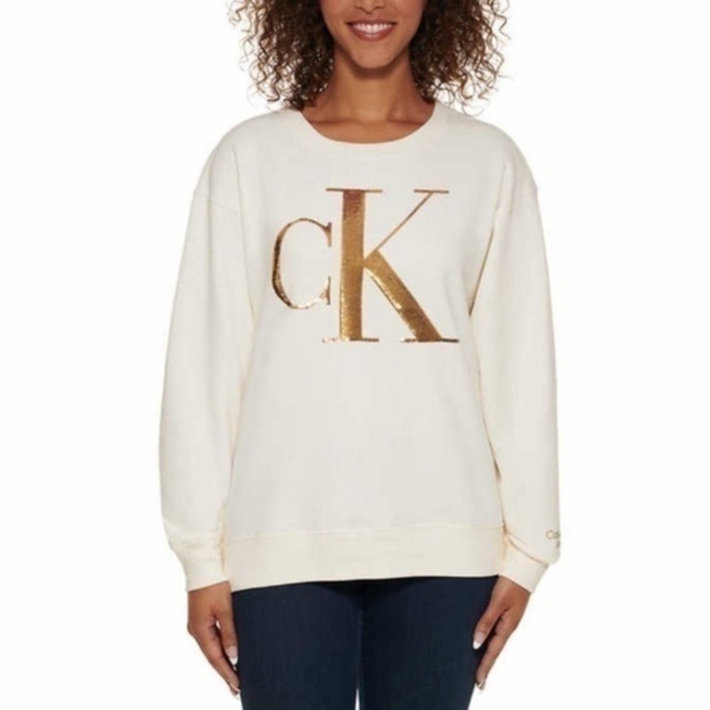 Calvin Klein Logo Sequin Sweatshirt - Picture 2 of 6